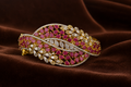 Gold-Plated Luxury American Diamond Leaf Design  Bracelet