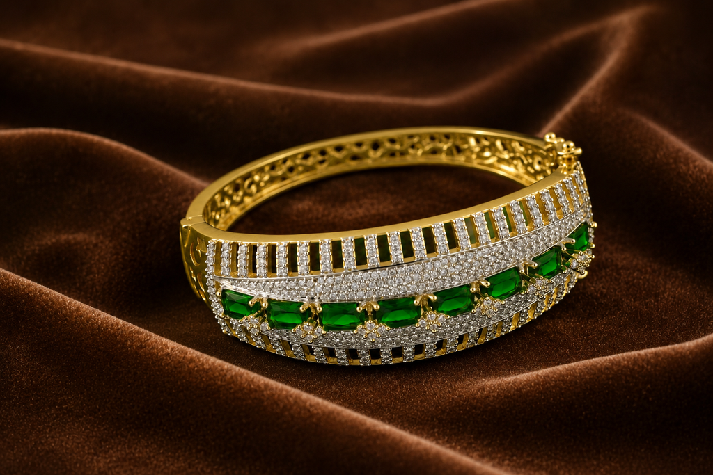 Luxury American Diamond Statement Bracelet – Gold Plated