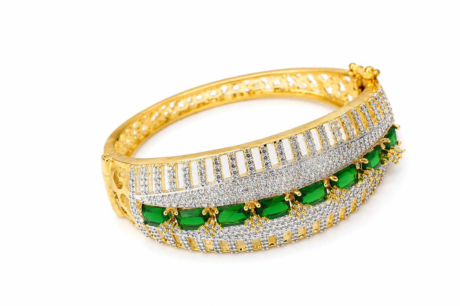 Luxury American Diamond Statement Bracelet – Gold Plated