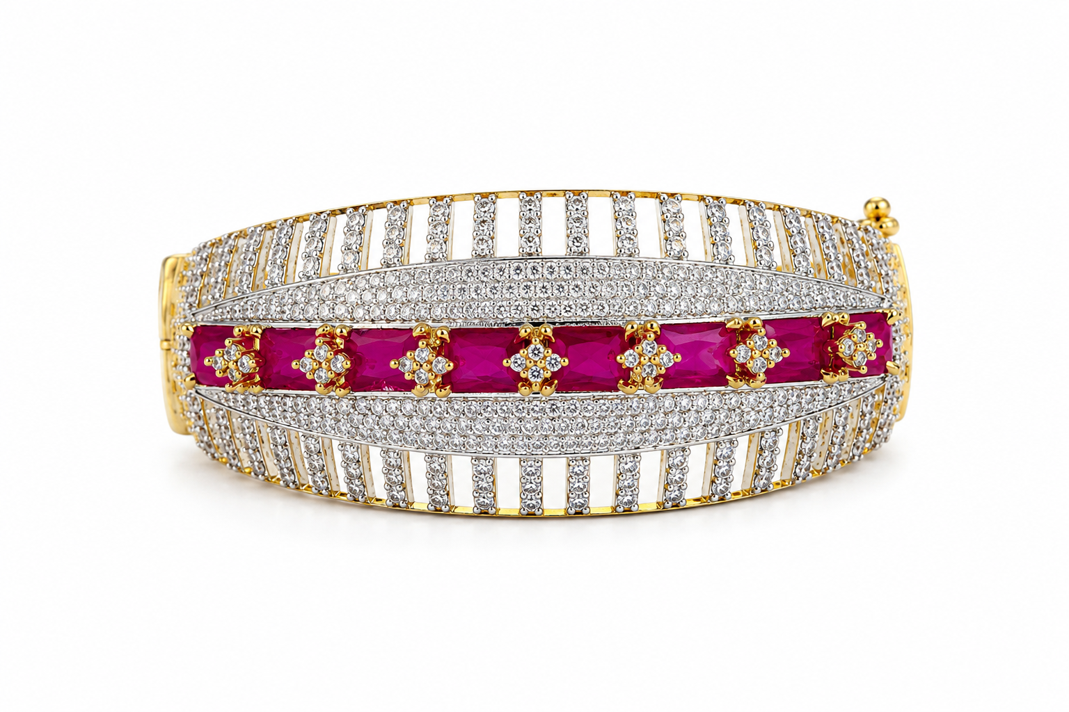 Luxury American Diamond Statement Bracelet – Gold Plated