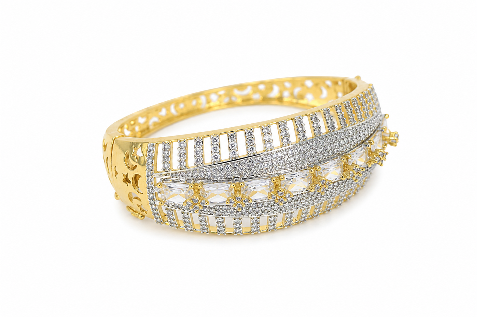 Luxury American Diamond Statement Bracelet – Gold Plated