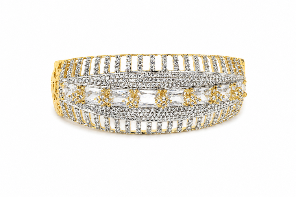 Luxury American Diamond Statement Bracelet – Gold Plated