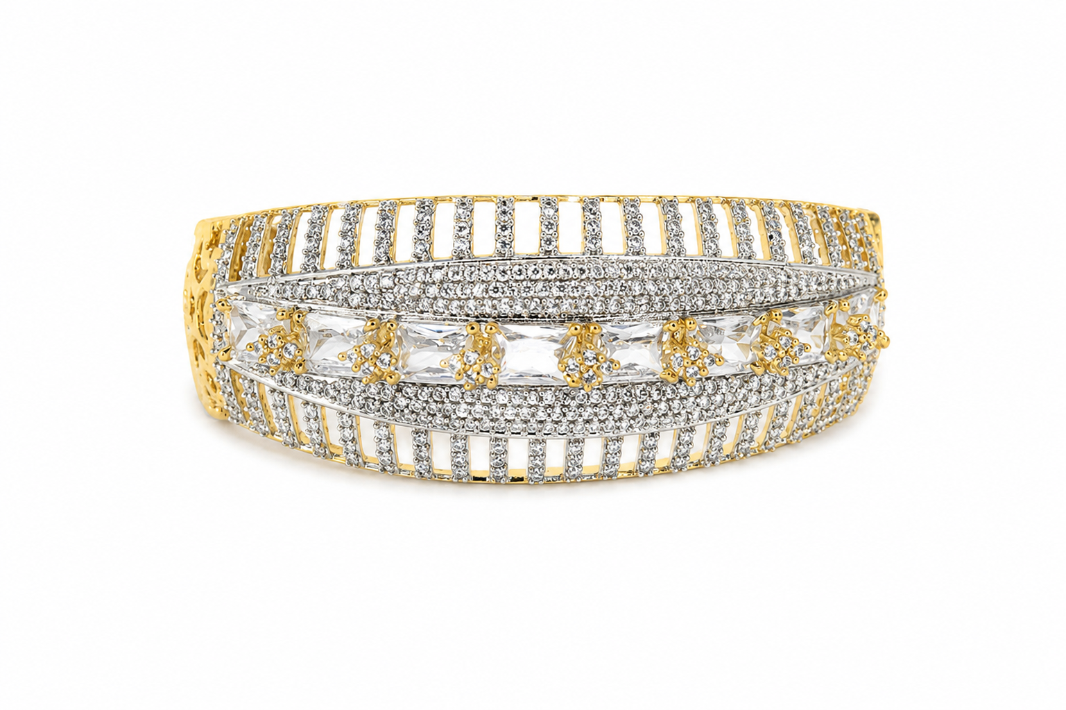 Luxury American Diamond Statement Bracelet – Gold Plated