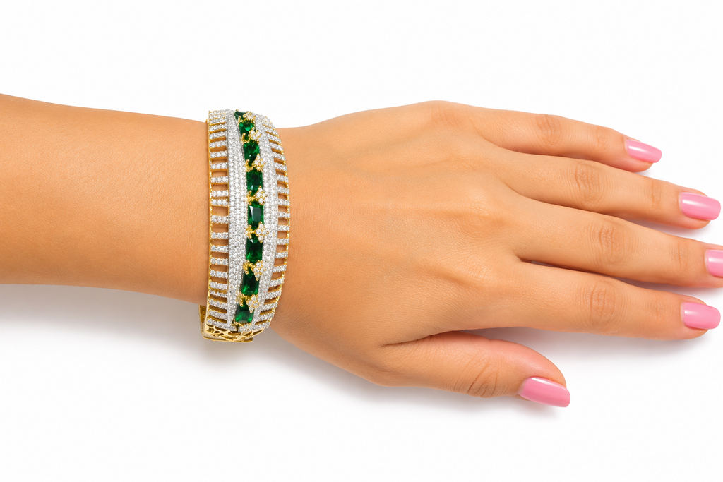 Luxury American Diamond Statement Bracelet – Gold Plated