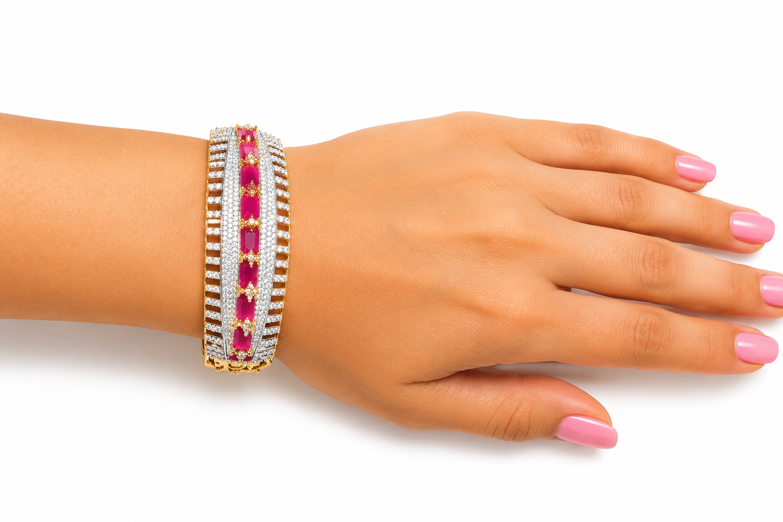 Luxury American Diamond Statement Bracelet – Gold Plated