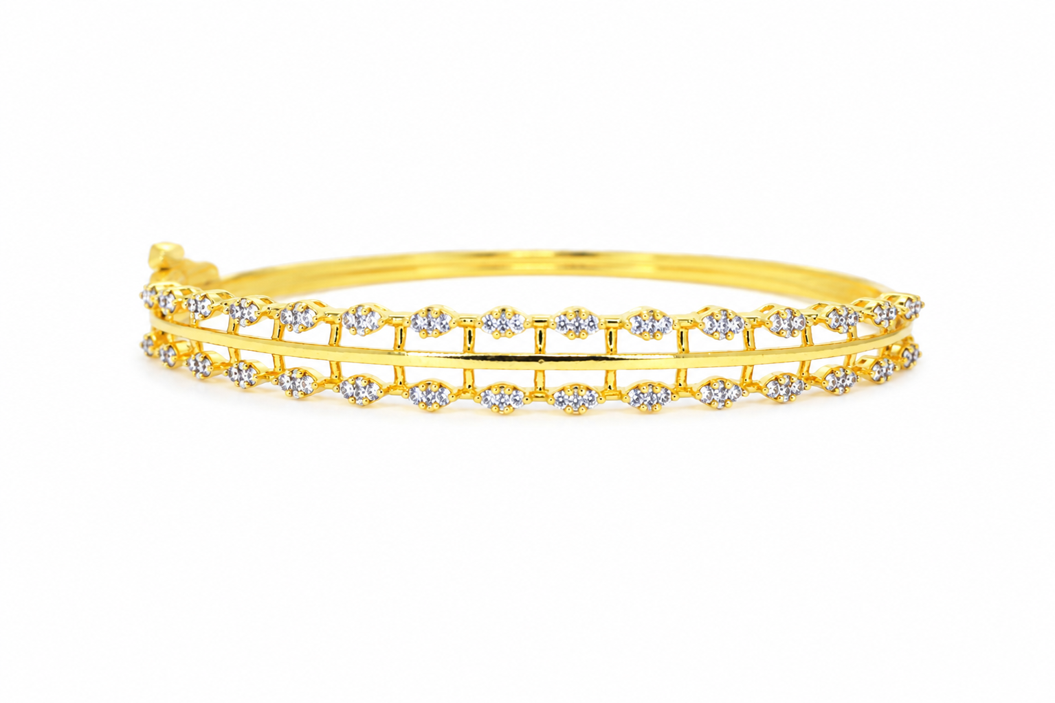 Elegant American Diamond Double-Line Gold-Tone Bracelet