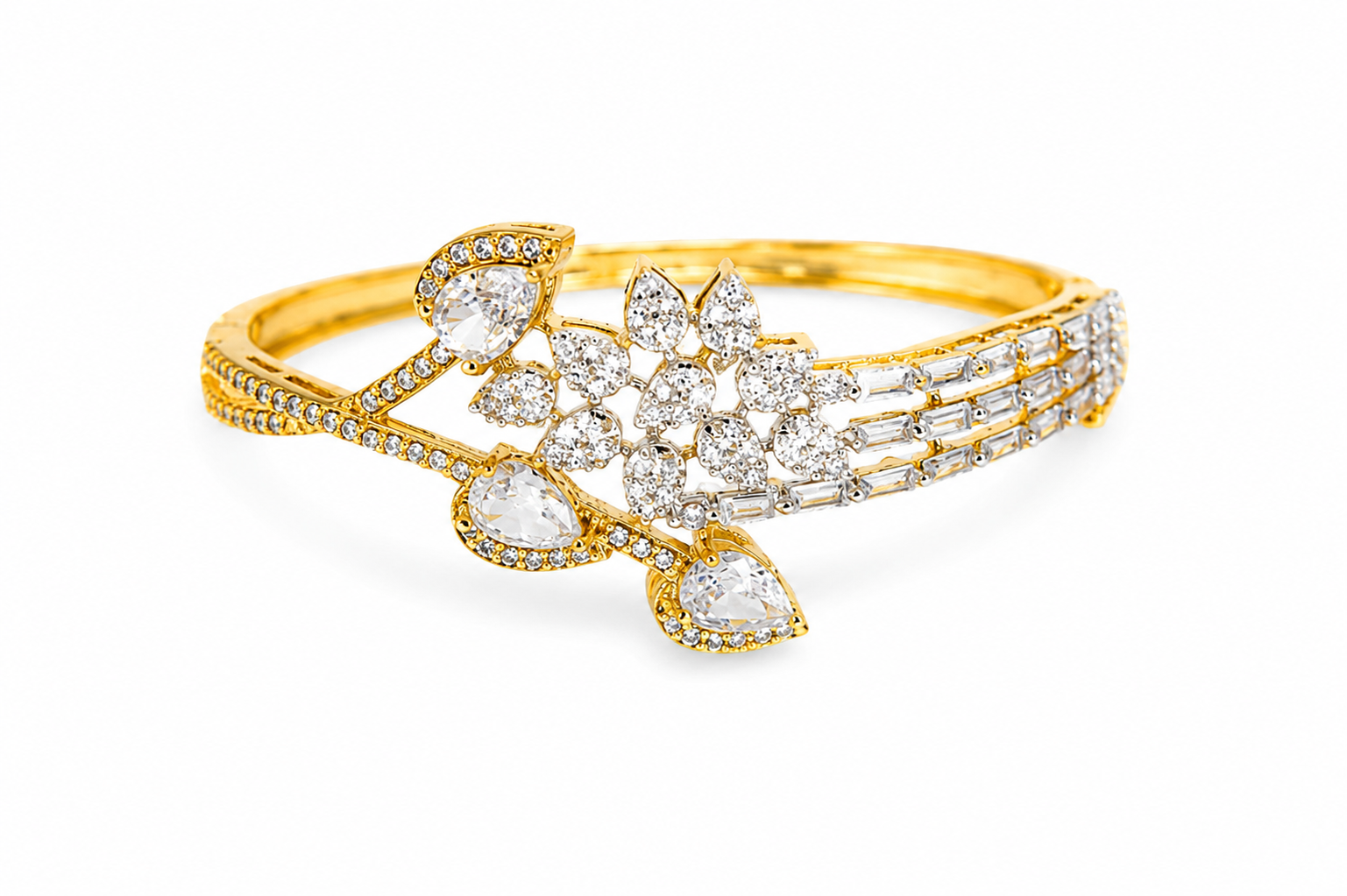 AD Diamond Leaf Cuff Bracelet