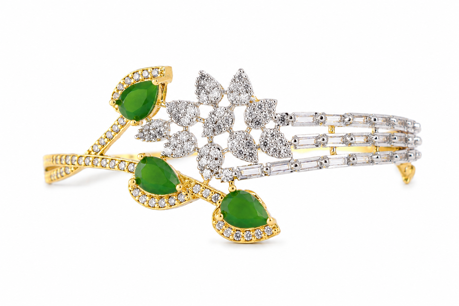 AD Diamond Leaf Cuff Bracelet