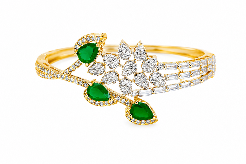 AD Diamond Leaf Cuff Bracelet