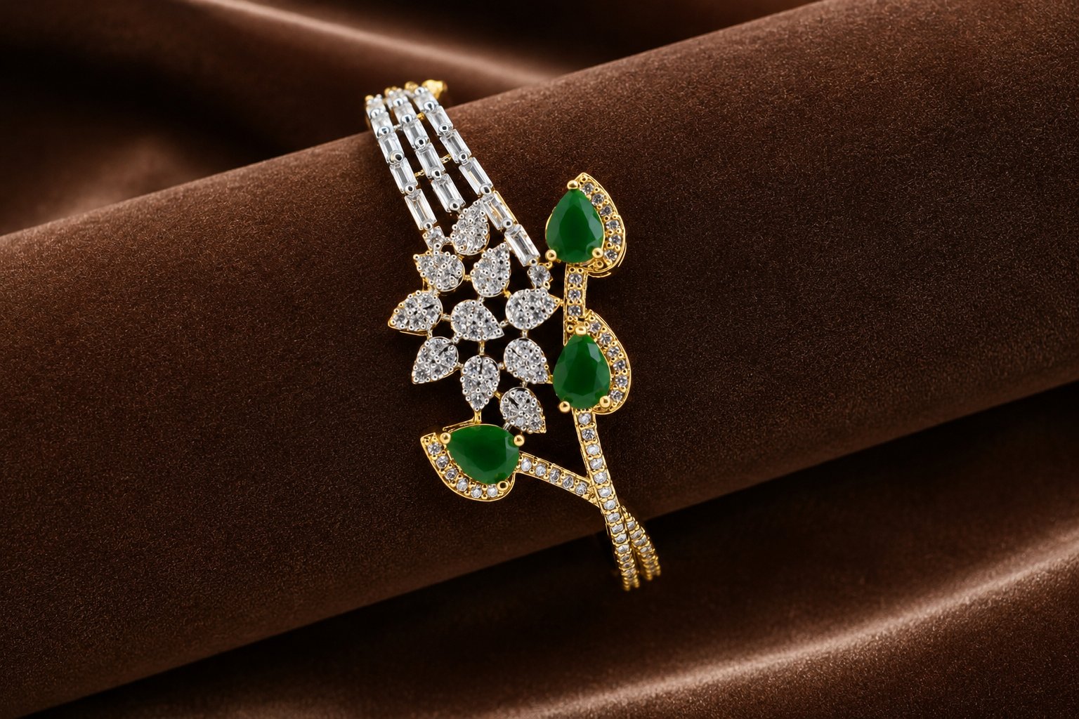 AD Diamond Leaf Cuff Bracelet