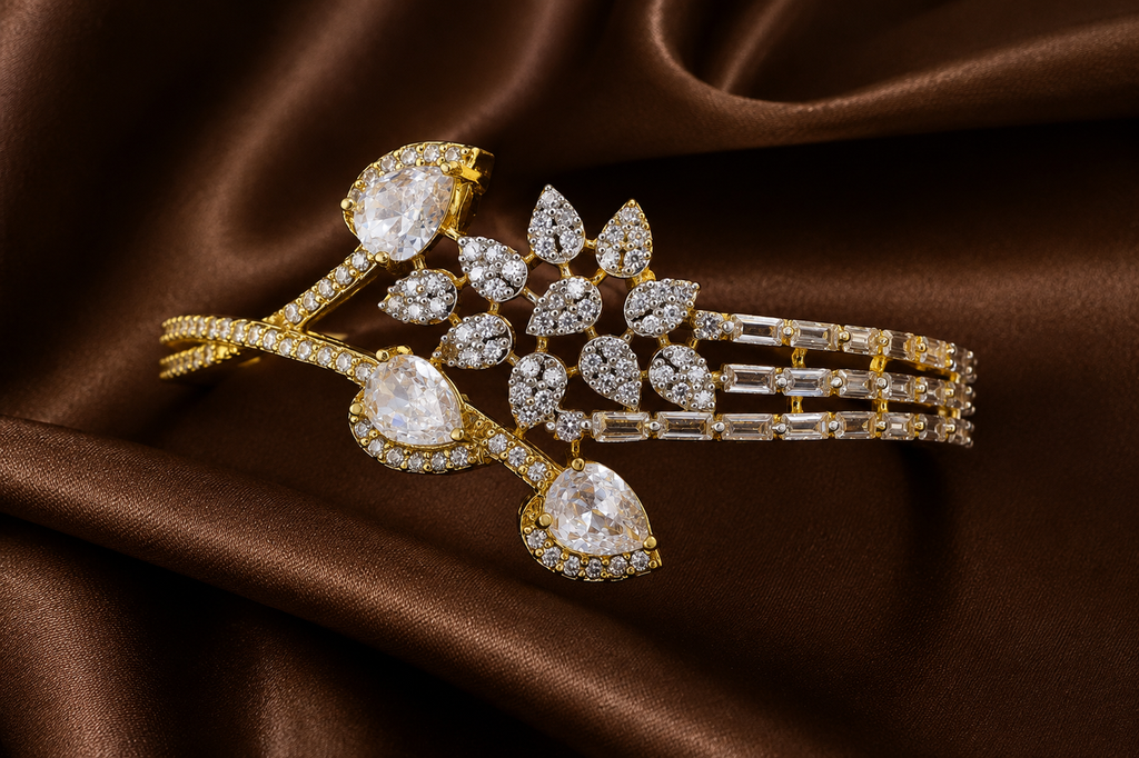 AD Diamond Leaf Cuff Bracelet