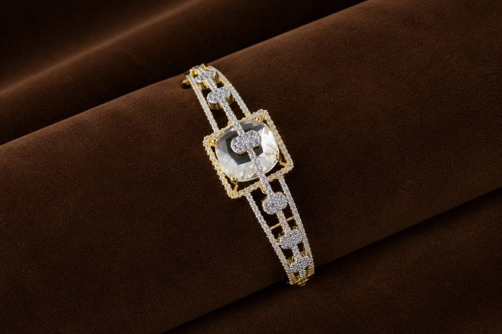 Luxury American Diamond Square Statement Bracelet