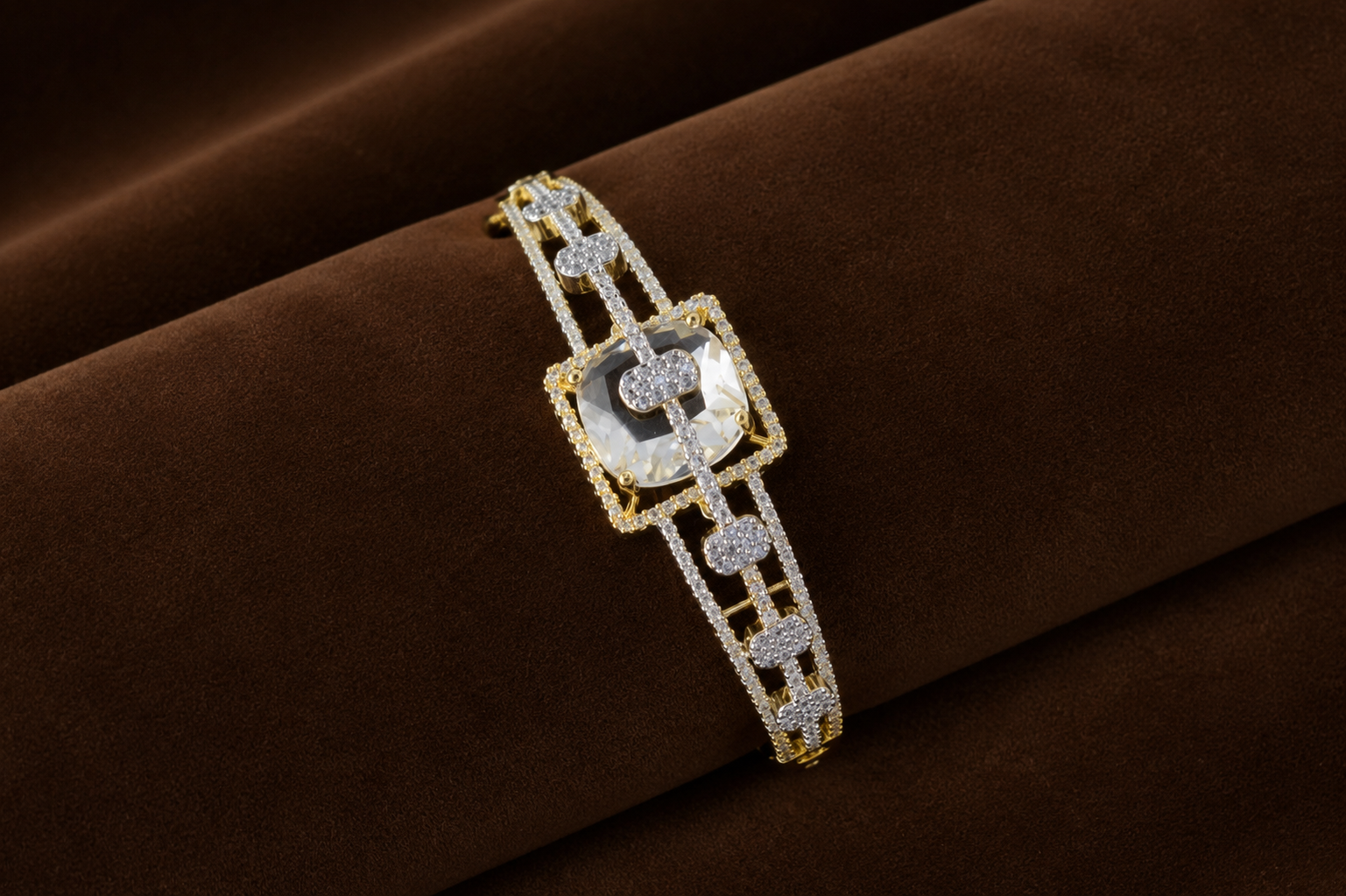 Luxury American Diamond Square Statement Bracelet