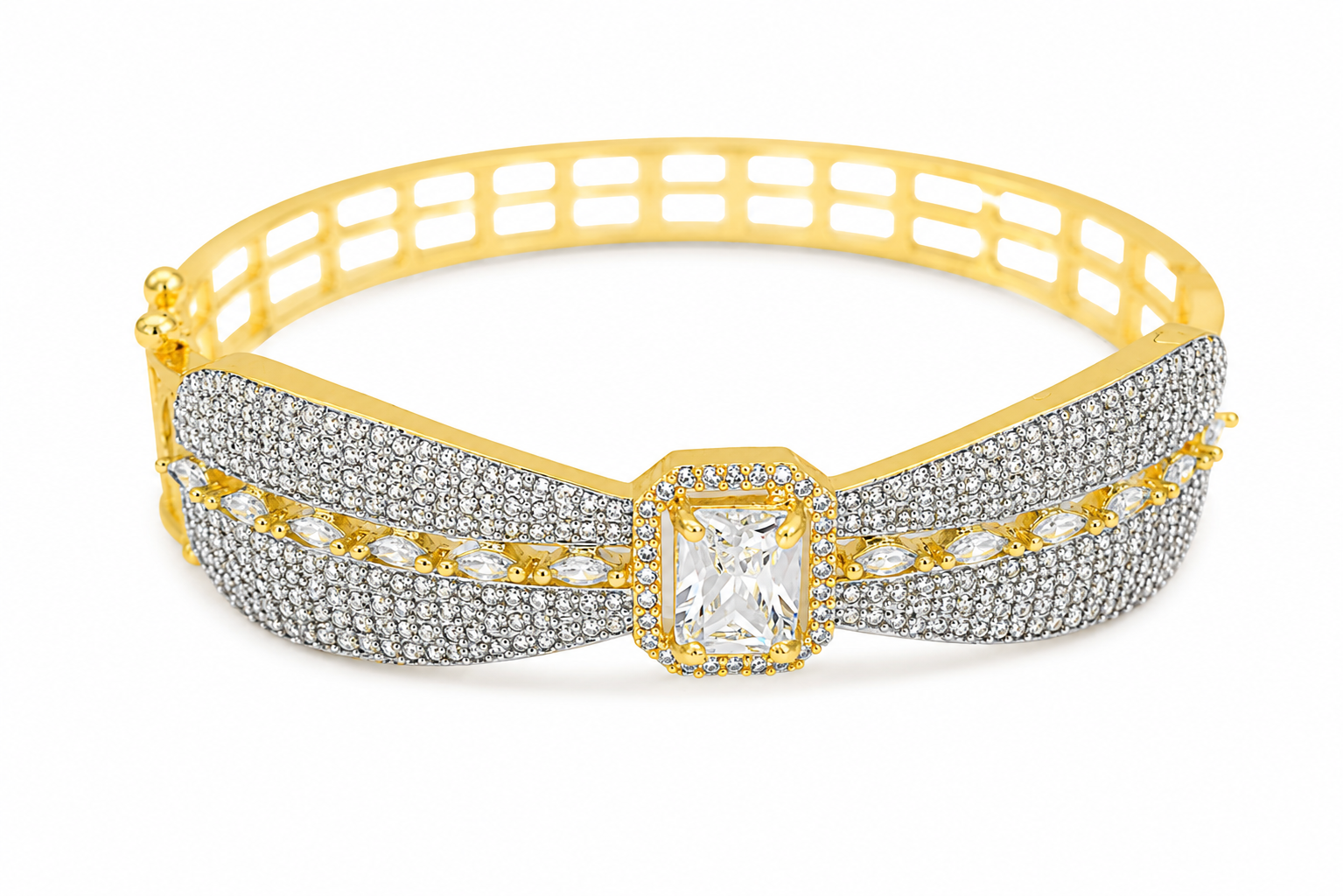 luxurious AD Diamond Statement Bracelet.