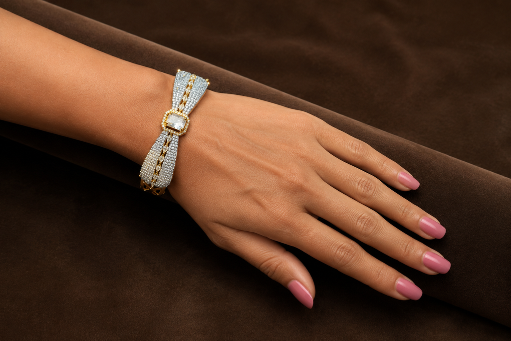 luxurious AD Diamond Statement Bracelet.