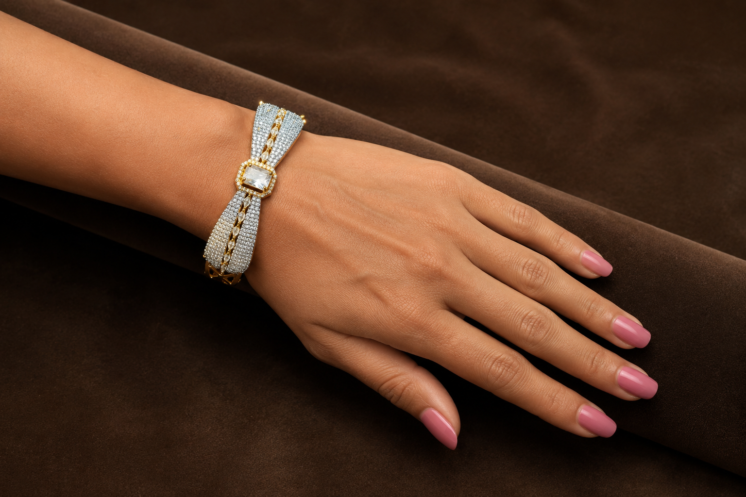 luxurious AD Diamond Statement Bracelet.