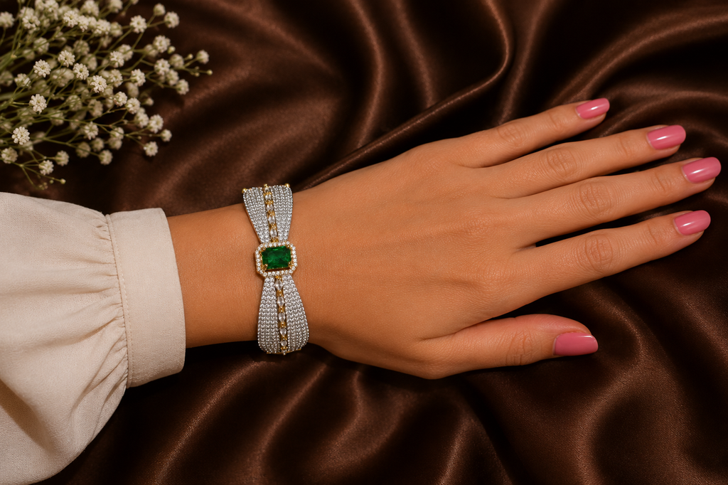 luxurious AD Diamond Statement Bracelet.