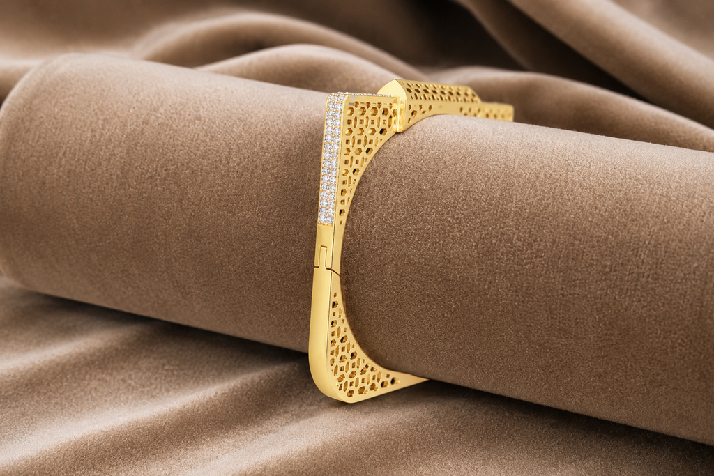 Gold Plated  Openwork  Cubic AD Diamond Bracelet
