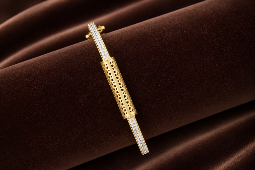Gold Plated  Openwork  Cubic AD Diamond Bracelet