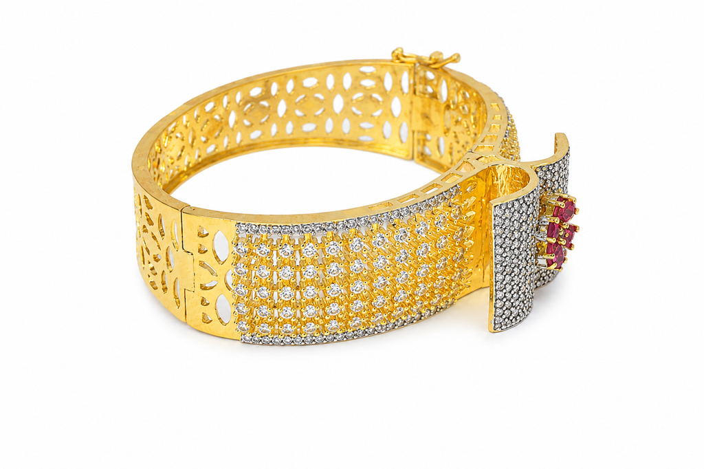 Floral American Diamond (AD) Statement Bracelet