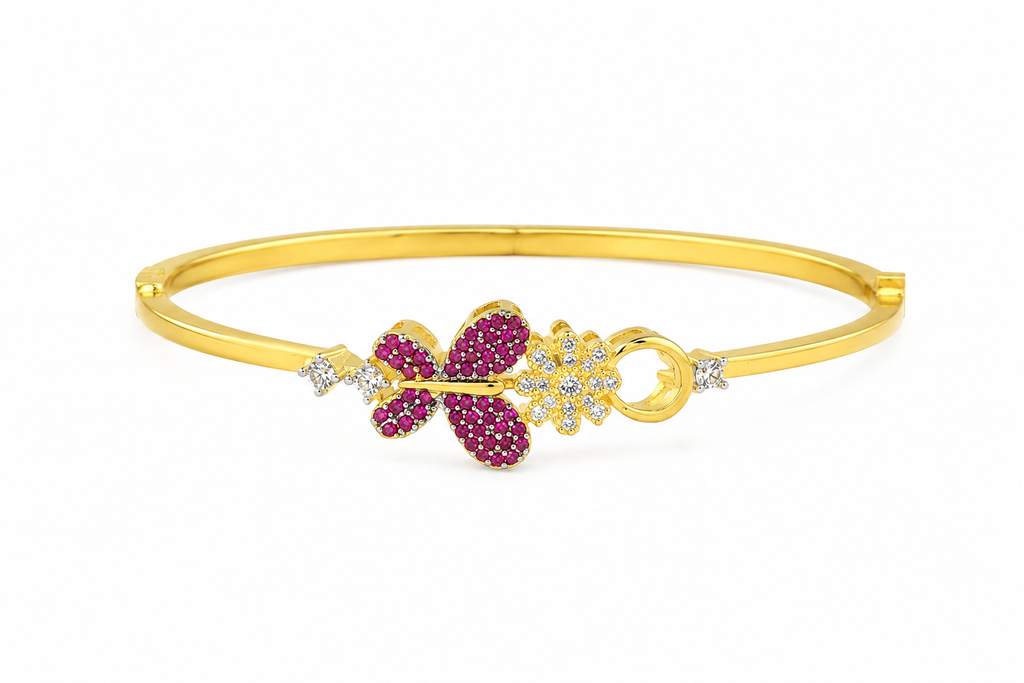 Gold-Plated American Diamond  Butterfly Bracelet