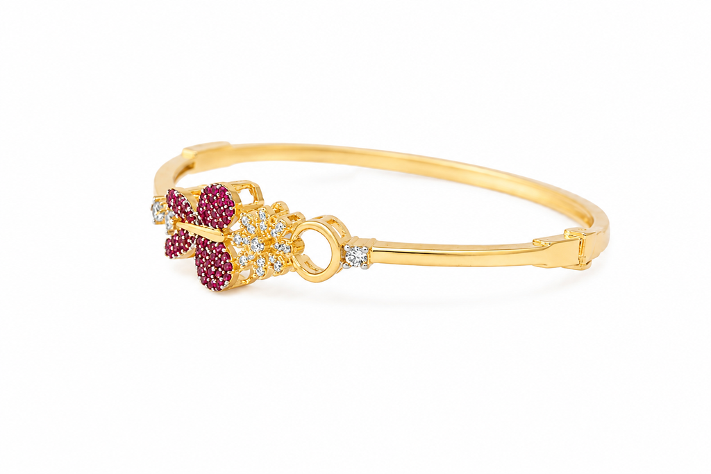 Gold-Plated American Diamond  Butterfly Bracelet