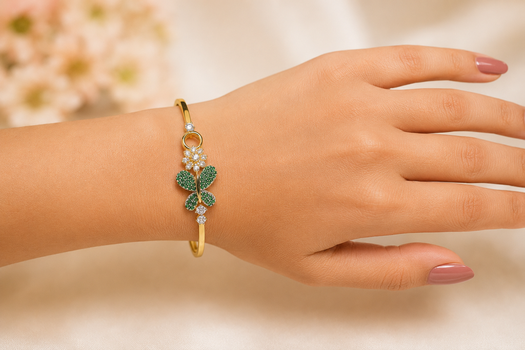 Gold-Plated American Diamond  Butterfly Bracelet