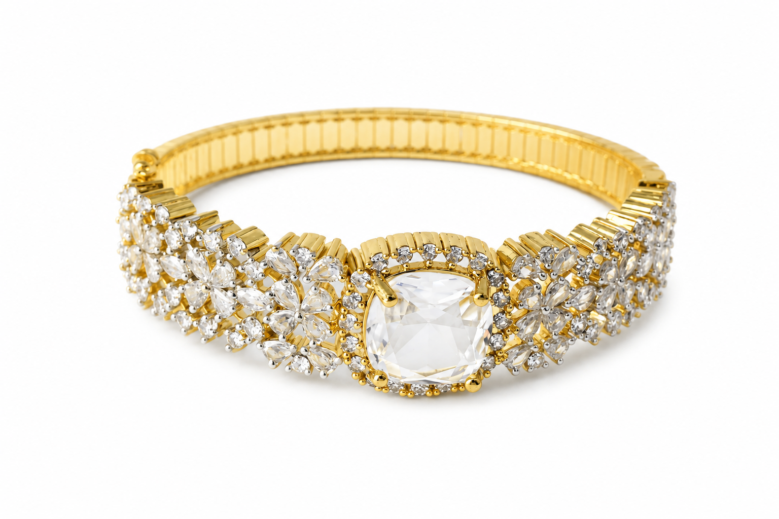 Midnight Black American Diamond Floral Bracelet