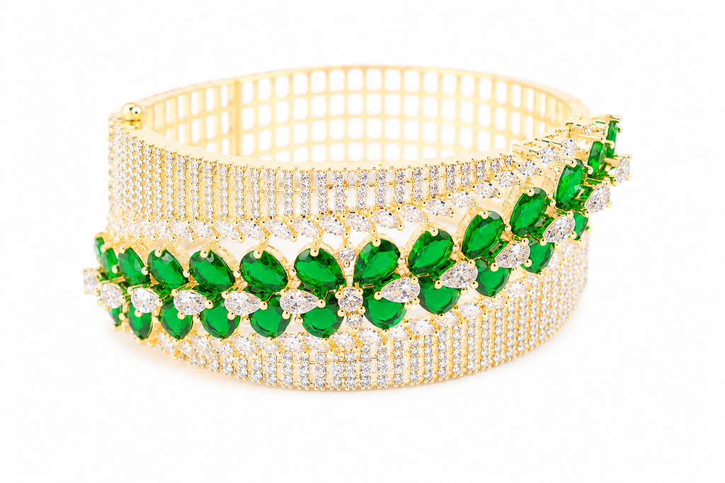 Gold Plated Luxury AD Diamond Floral Bracelet