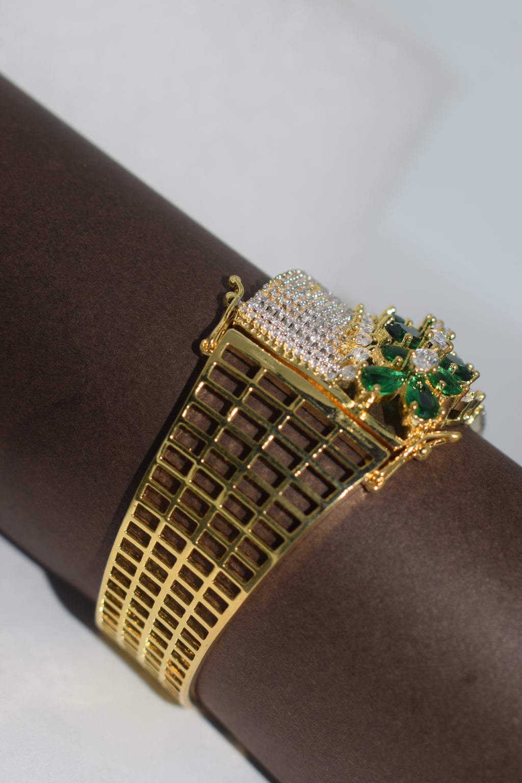 Gold Plated Luxury AD Diamond Floral Bracelet