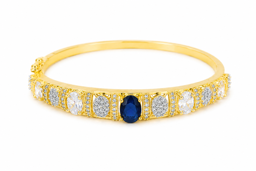 Gold Plated Sapphire  AD Diamond Bracelet