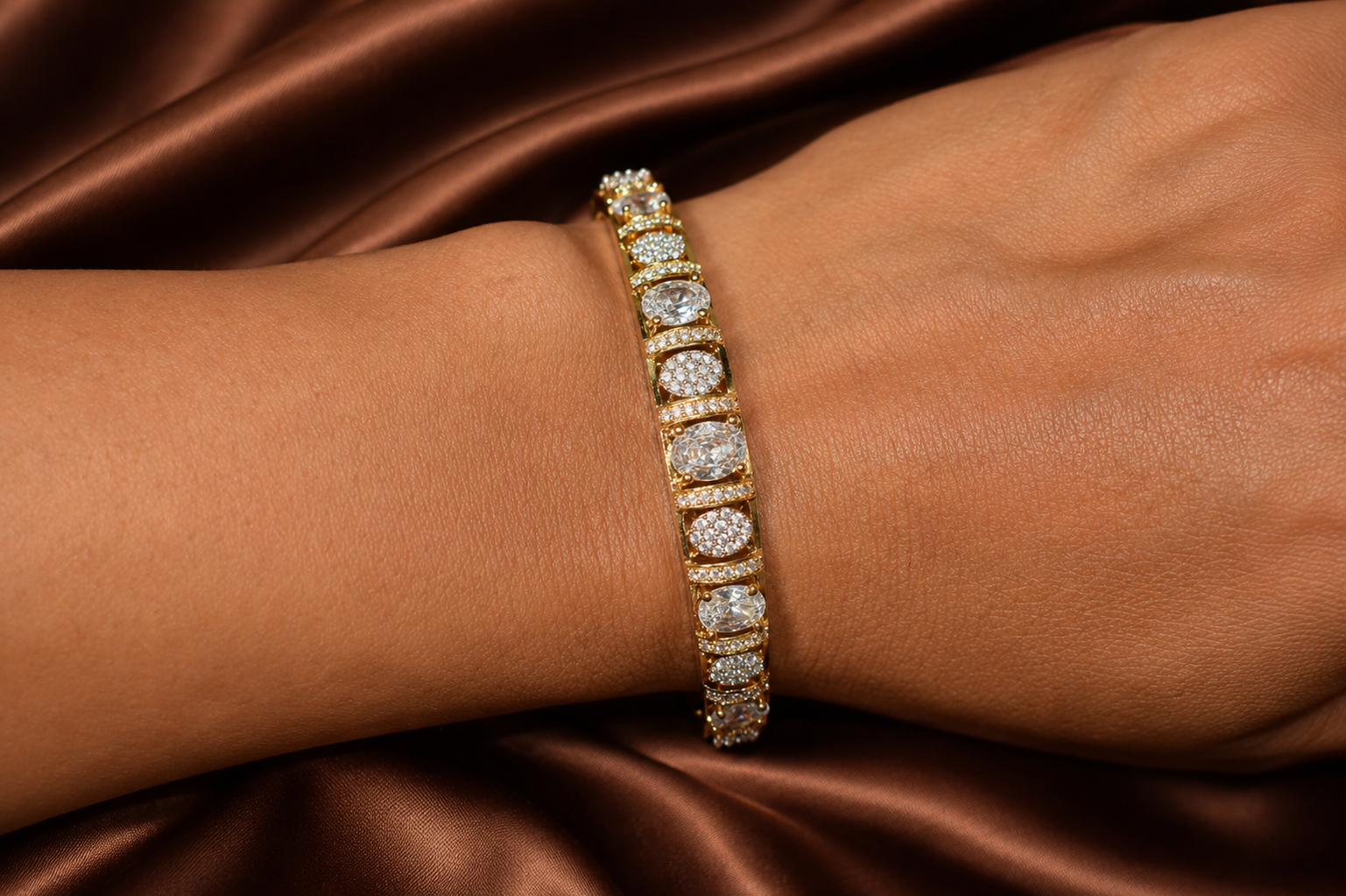 Gold Plated Sapphire  AD Diamond Bracelet