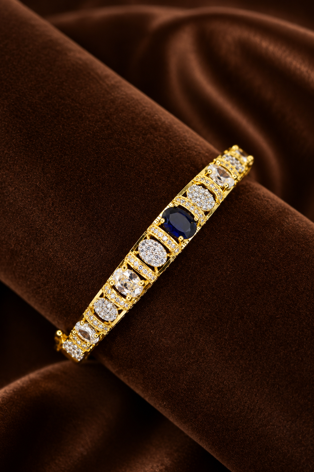 Gold Plated Sapphire  AD Diamond Bracelet