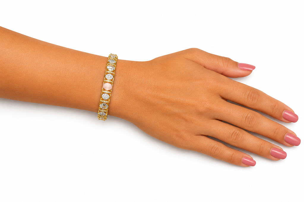 Gold Plated Sapphire  AD Diamond Bracelet