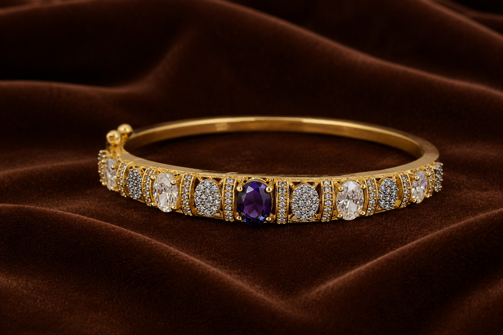 Gold Plated Sapphire  AD Diamond Bracelet