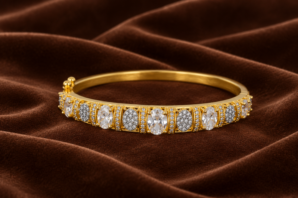 Gold Plated Sapphire  AD Diamond Bracelet