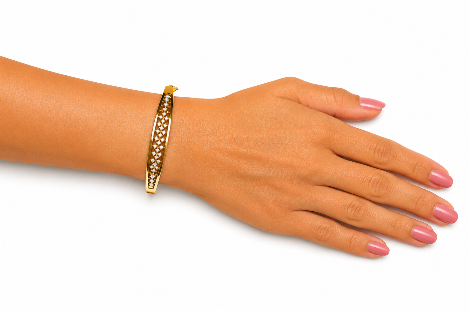 Gold Plated AD Diamond Openwork Floral Bracelet