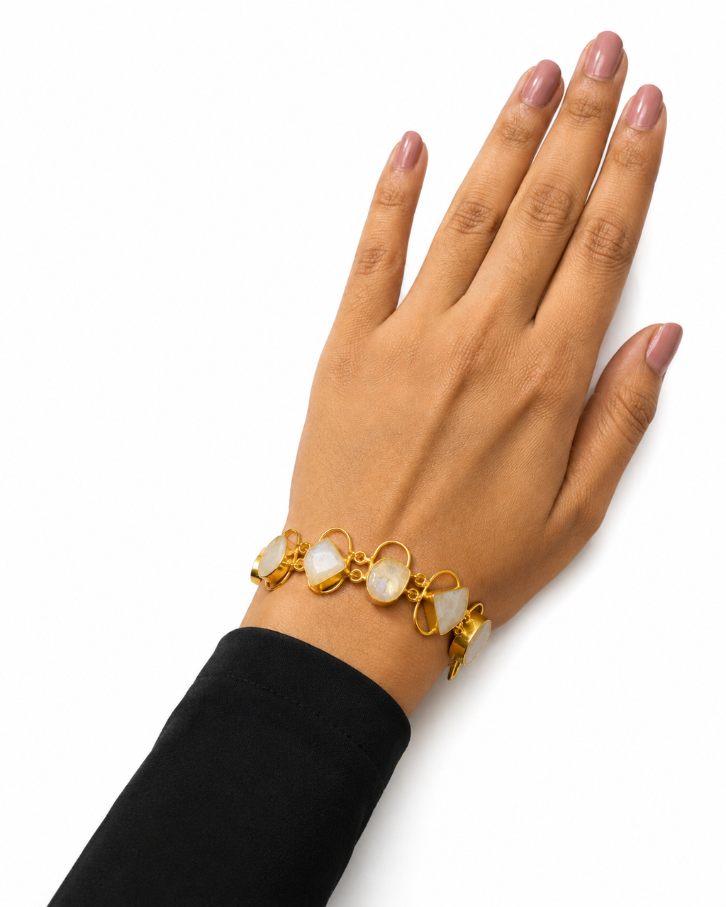 18K Gold-Plated Finish Natural White Stone Accents bracelet
