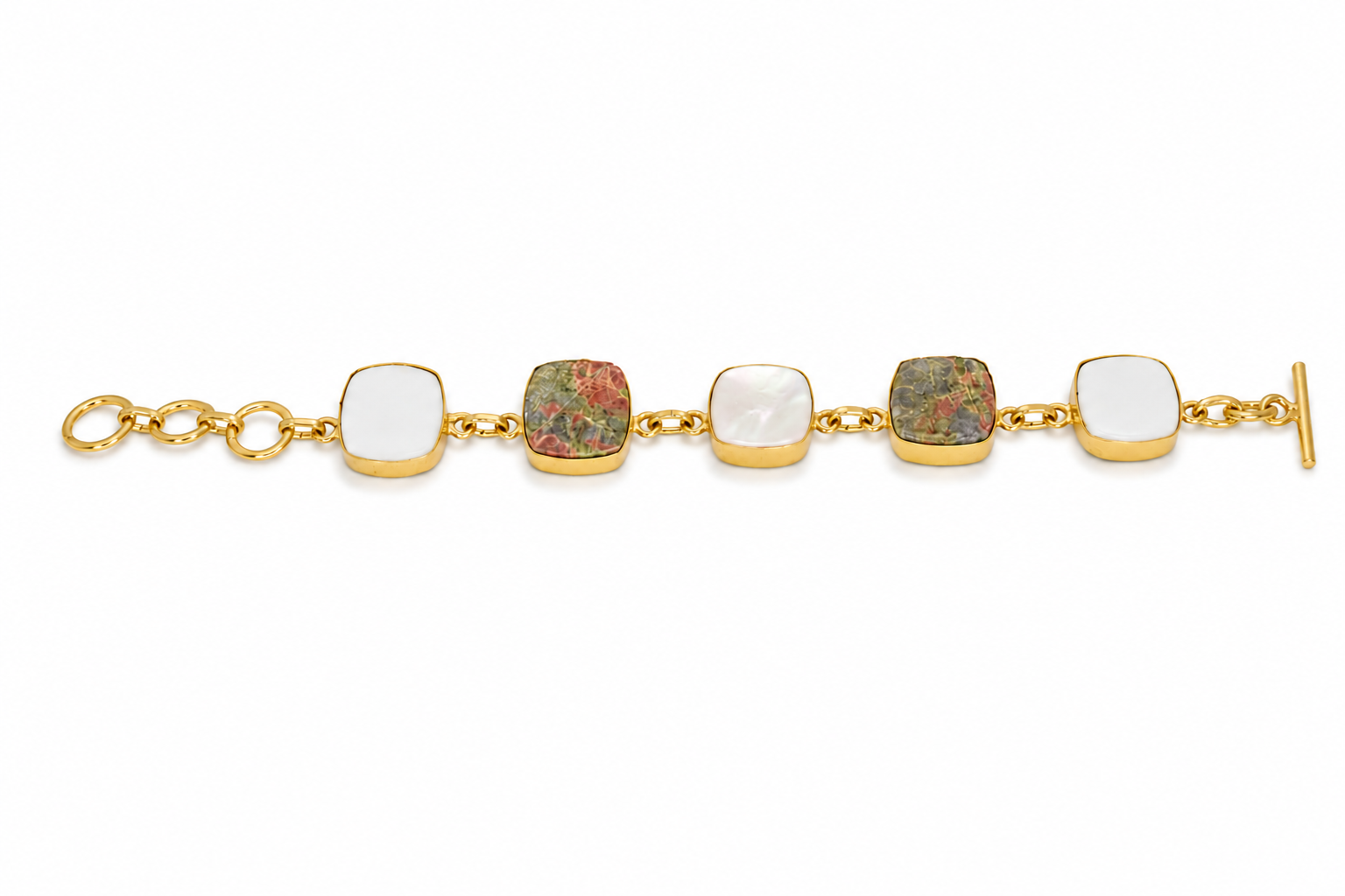 18KT Gold Plated Natural Stone Statement Bracelet