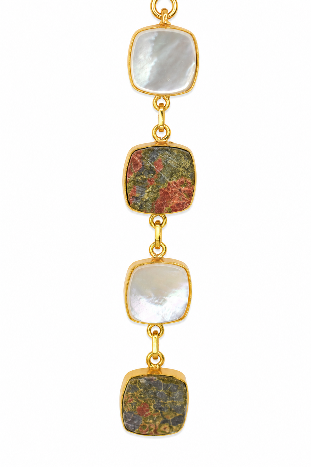 18KT Gold Plated Natural Stone Statement Bracelet