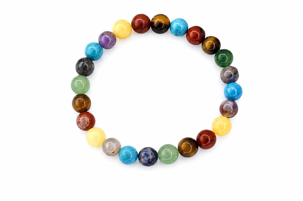 Certified Natural Seven Chakra Gemstone Beads Bracelet