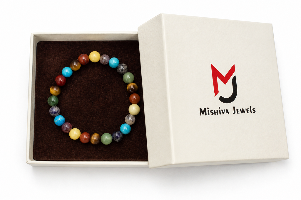Certified Natural Seven Chakra Gemstone Beads Bracelet