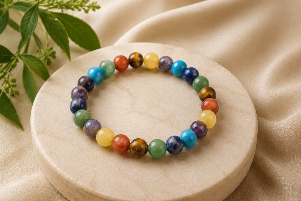 Certified Natural Seven Chakra Gemstone Beads Bracelet