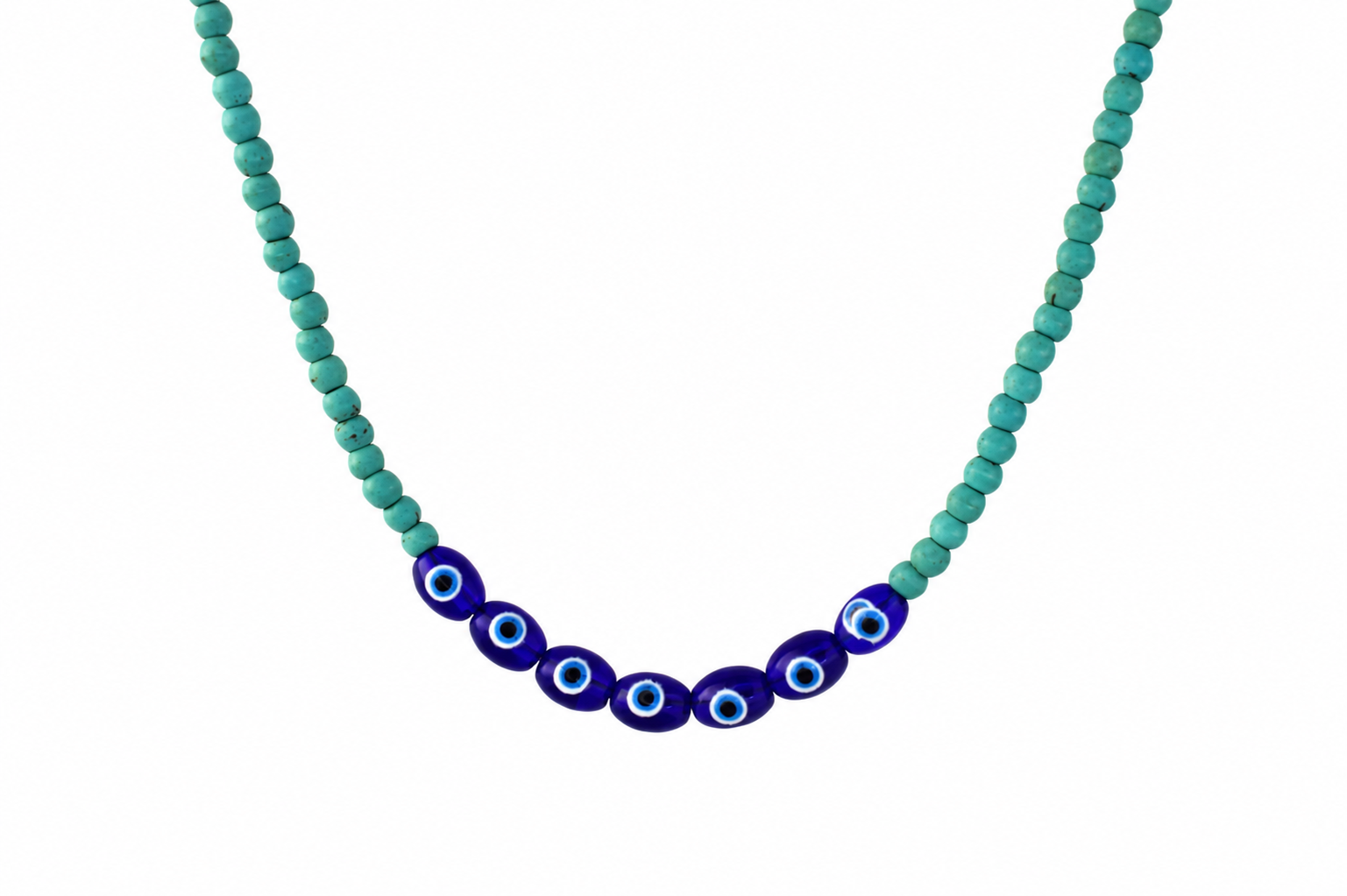 Evil Eye & Turquoise Beaded Necklace Description