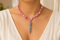 Natural Pink Shell Stone Necklace with Star Charm