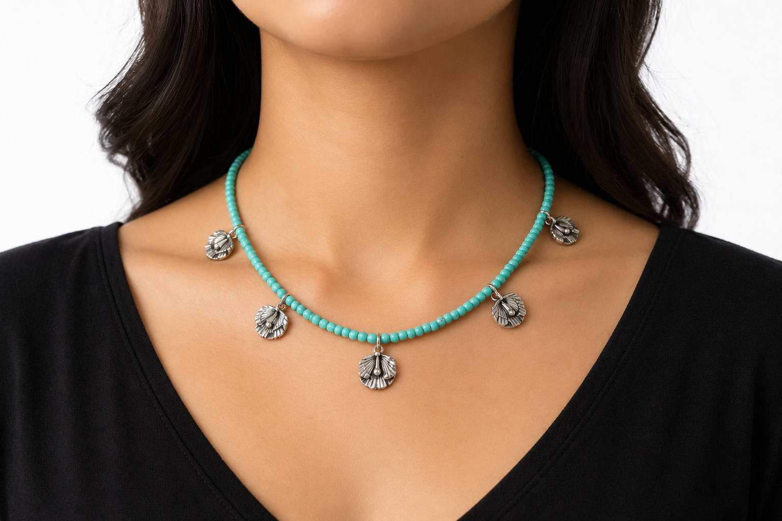 womens turquoise-colored gemstone beads ,necklace