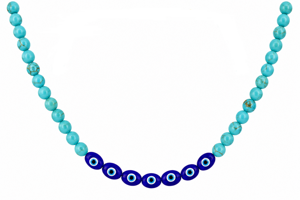 Natural Turquoise & Evil Eye Necklace