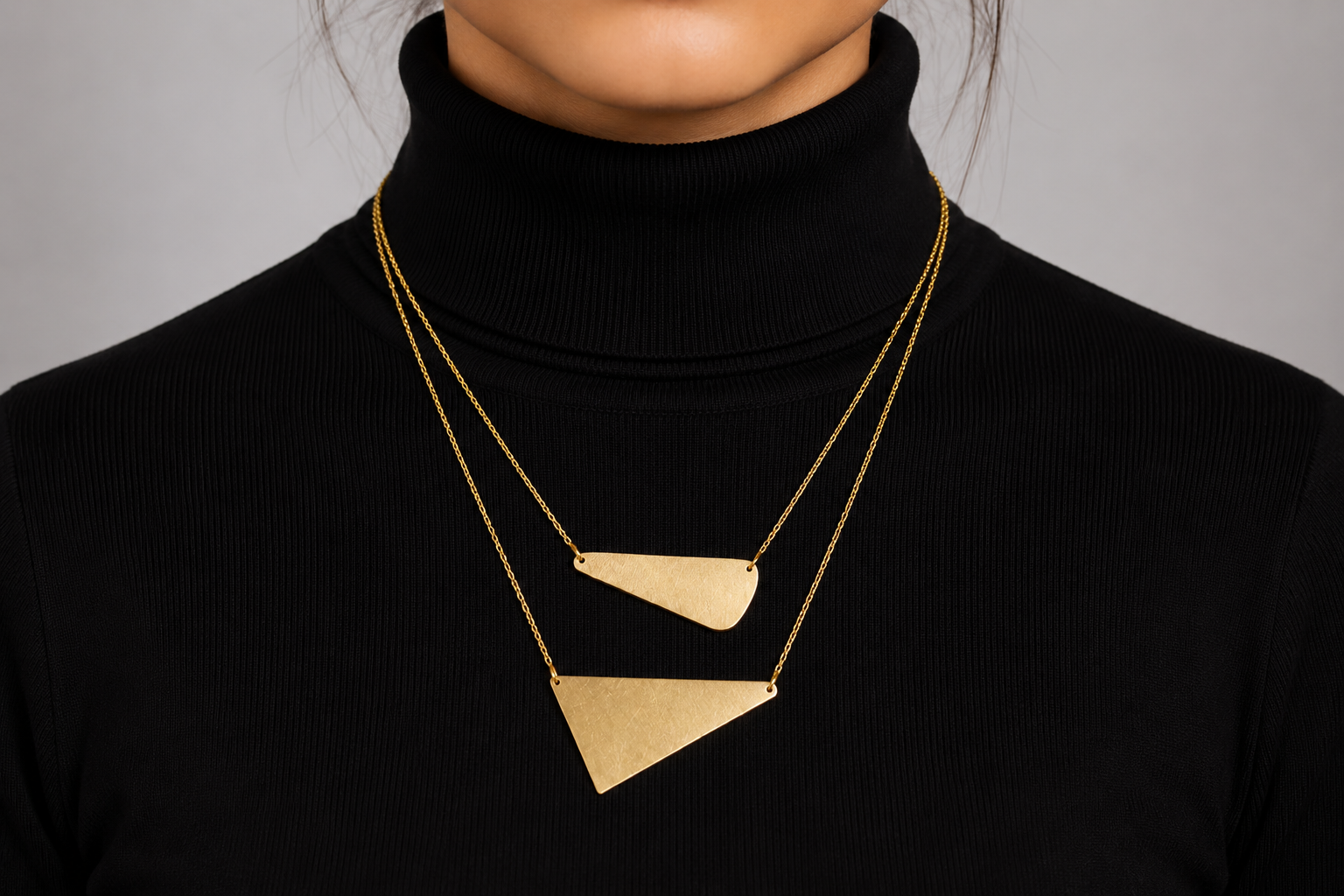 18K Gold Plated Modern Minimalist Double Layer Gold Chain Necklace
