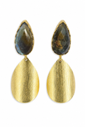 18K Gold Plated Natural Stone Teardrop Drop Earrings