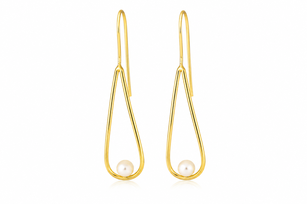 18K Gold Plated,waterfresh Pearl Drop Earrings